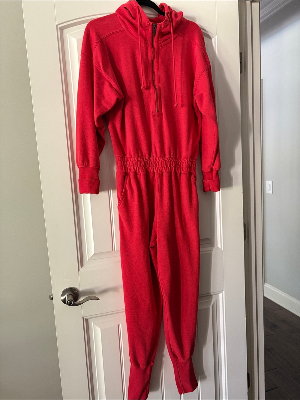 FP Movement by Free People Red Hooded Fleece Jumpsuit